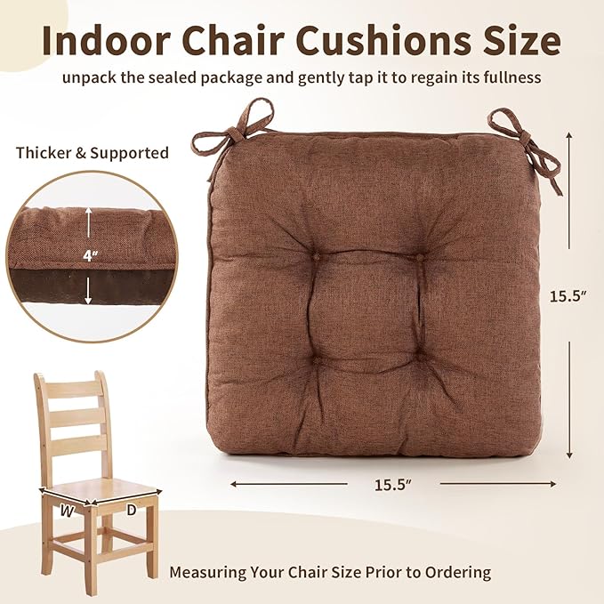Chair Cushions for Dining Chairs, Tufted Foam Kitchen Chair, Non-Slip Seat - Image 2
