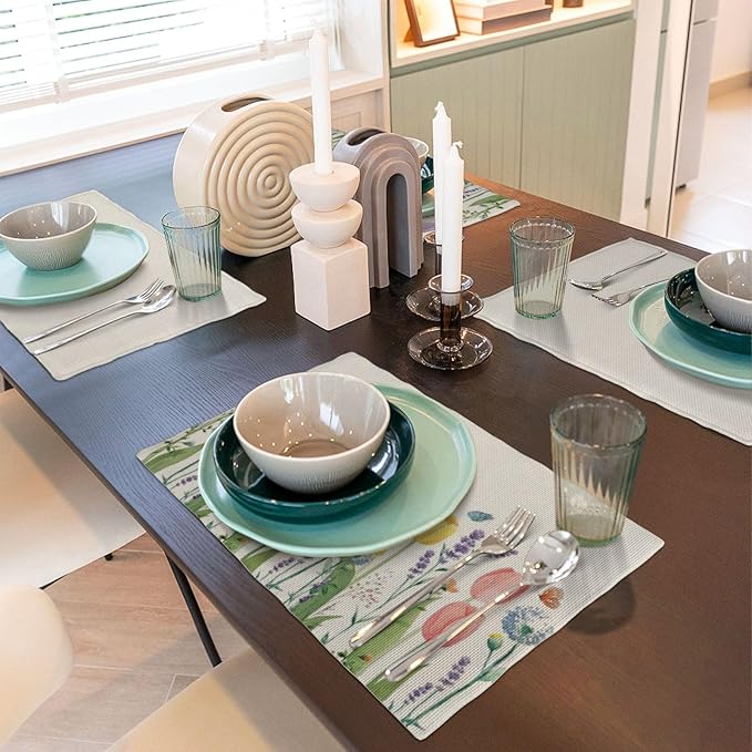 Spring Placemats Set of 4, Tulip Lavender Flower Decorative Table Mat 12 x 18 - Image 6