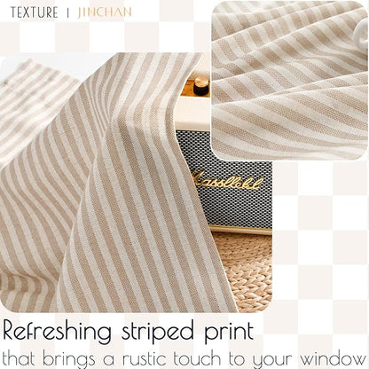 jinchan Linen Striped Valance for Windows 16 Inch Blackout Drapes for Small - Image 9
