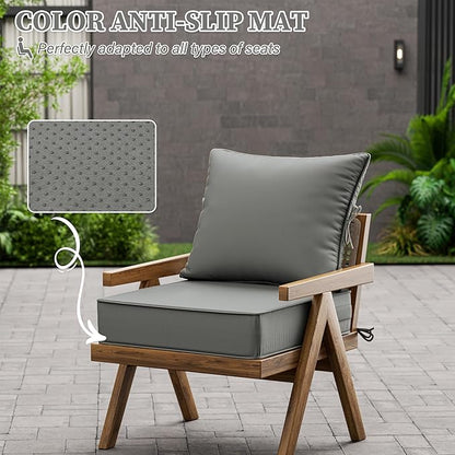 Outdoor Seat Cushion Set 19 L × 19 W × 4 H Inch Waterproof & Fade Resistant - Image 6