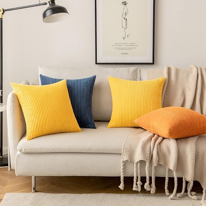 MIULEE Pack of 2 Golden Yellow Pillow Covers 18x18 Inch Soft Decorative Throw - Image 9