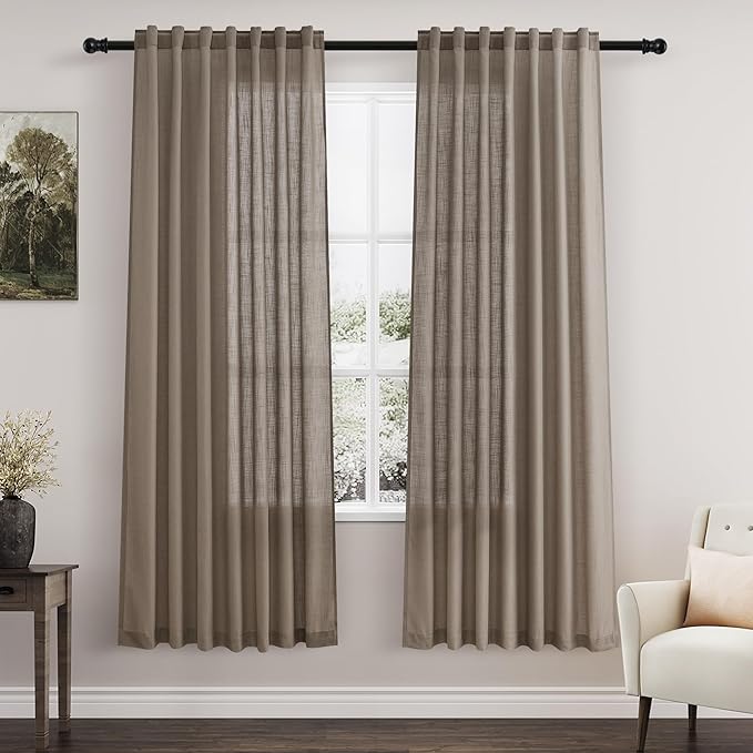 Nanspring Dark Taupe Semi Sheer Curtains 72 Inches Long 2 Panels Set by Nanspring