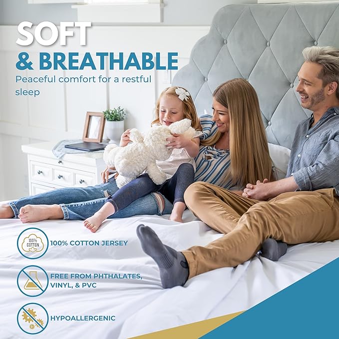 King Size 78x80” Premium Waterproof Zippered Mattress Encasement, 100% Cotton - Image 3