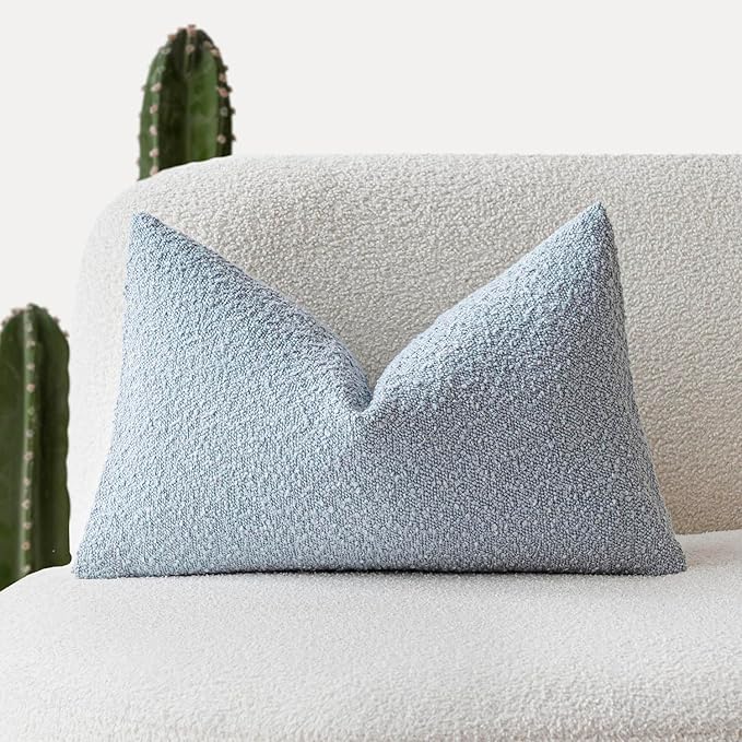 Foindtower Modern Textured Boucle Lumber Throw Pillow Covers Accent Solid by Foindtower