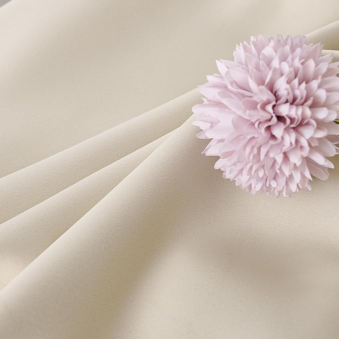 3-in-1 100% Beige Blackout Curtain Heavy Soundproof Curtains Single Panel - Image 8