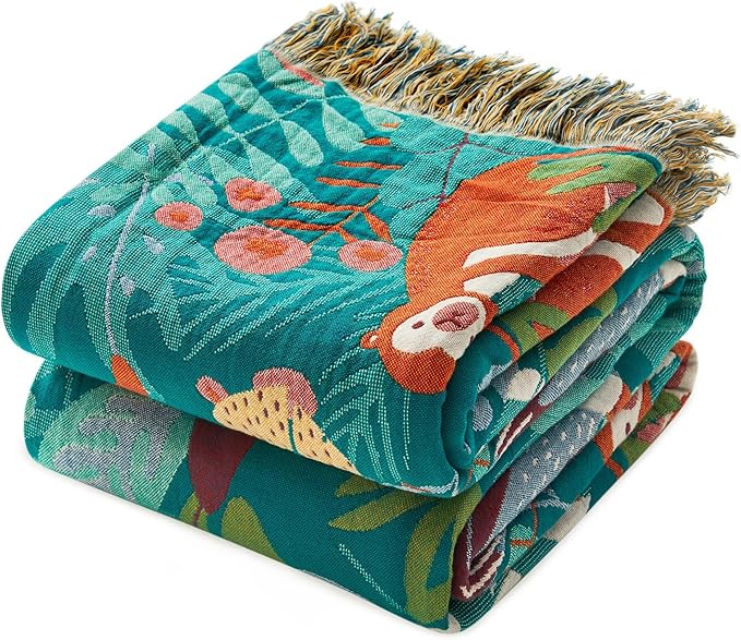 MSGKV Throw Blanket for Couch Cotton Animals Blanket 50"x60" Sofa Chair by MSGKVHomeTextiles
