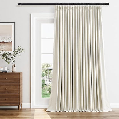 Extra Wide 100 Inch Width 100% Blackout Pinch Pleated Curtains 102 Inch Long by Joywell