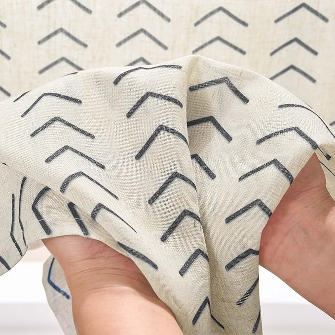 jinchan Arrow Boho Linen Blend Kitchen Curtains 24 Inch Length Herringbone - Image 3