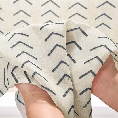 jinchan Arrow Boho Linen Blend Kitchen Curtains 36 Inch Length Herringbone - Image 3