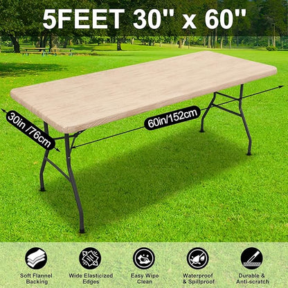 Smiry Rectangle Picnic Tablecloth, Waterproof Elastic Fitted Table Covers - Image 6