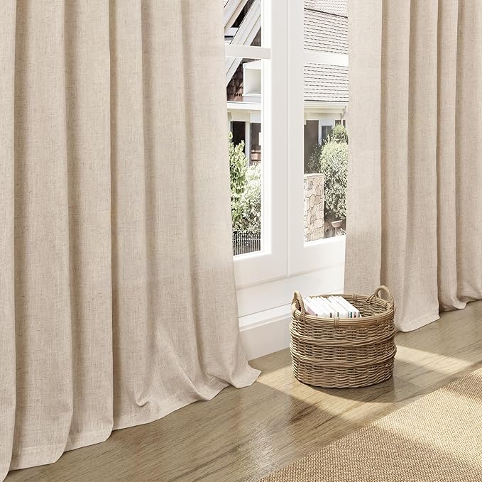 Nanspring Grey Flax Curtains 90 Inch Length 2 Panels Set - Image 5