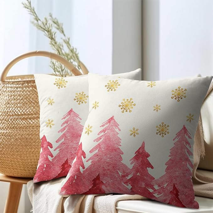 Christmas Tree Throw Pillow 22x22 Inch Set of 2 Cover Winter Christmas - Image 7