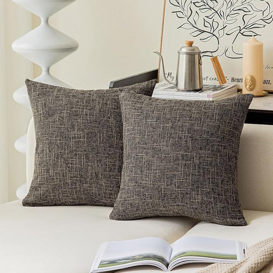 Kevin Textile Textural Faux Linen Throw Cushion Pillow Covers Shams by KevinTextile