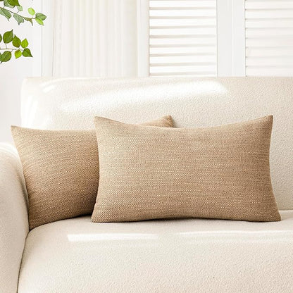 Foindtower Set of 2 Decorative Textured Burlap Linen Throw Pillow Covers by Foindtower