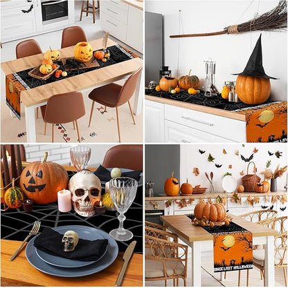 Happy Halloween Table Runner Since Last Halloween Orange Night Full Moon Black - Image 5