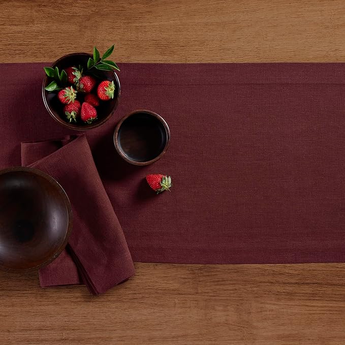 Solino Home 100% Pure Linen Cordovan Table Runner 36 Inches - Image 3