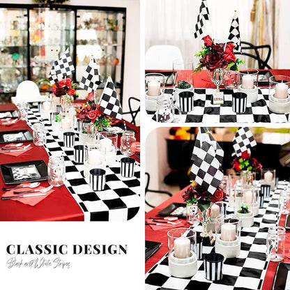 10 Pack Checkered Table Runner Polyester Table Decor Classic Black and White - Image 5