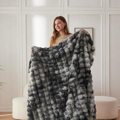 COOVA Faux Fur Throw Blanket for Couch, Cozy Soft and Fuzzy Plush Rabbit Fur - Image 3