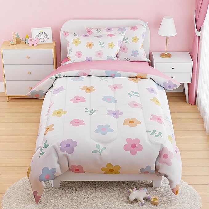 SANDJEST Floral Comforter Set Twin Size 68x86in by SANDJEST