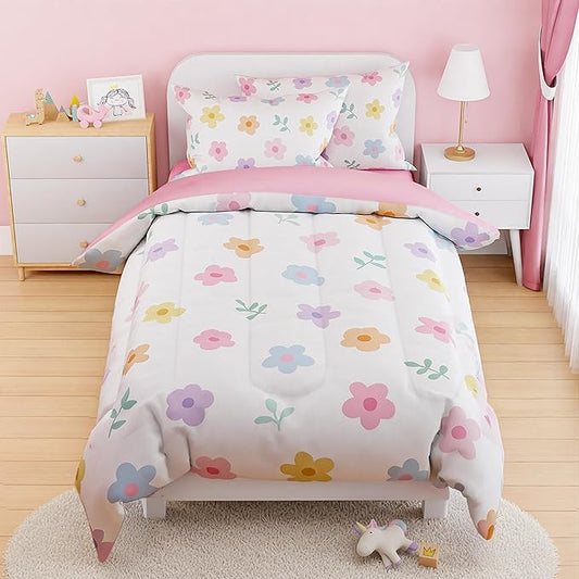 SANDJEST Floral Comforter Set Twin Size 68x86in by SANDJEST