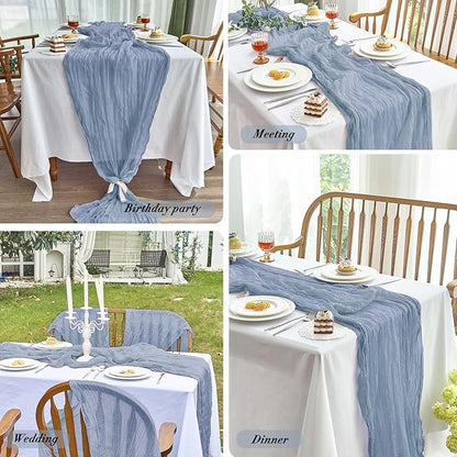 IVAPUPU 6 Pcs Cheesecloth Table Runner - 10ft Dusty Blue Boho Gauze Cheese - Image 6