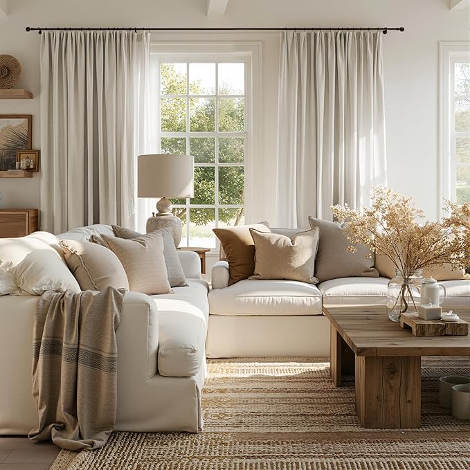 jinchan Linen Blend Curtain 96 inch Length 1 Panel - Image 4