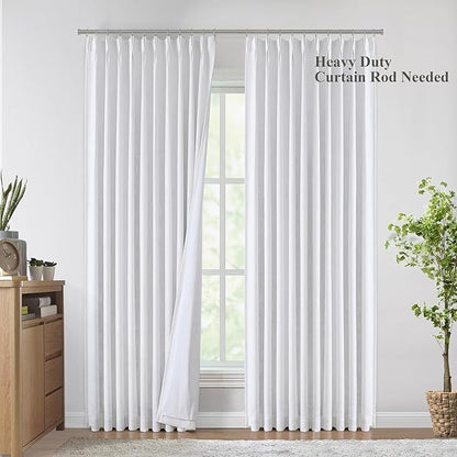 Vision Home White Pinch Pleated Full Blackout Curtains 60 inch Wide Thermal - Image 2