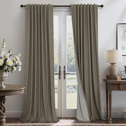 Brown Room Darkening Curtains 96 Inch Long by Pitalk