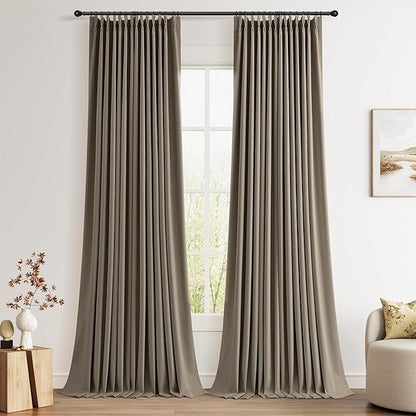 Joywell Pinch Pleated 100% Blackout Linen Curtains 2 Panels Linen Blend Room by Joywell