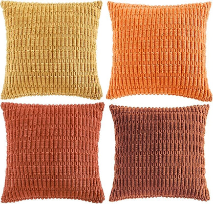 Fancy Homi Set of 4 Burnt Orange Fall Decorative Throw Pillow Covers 20x20 Inch - Image 6