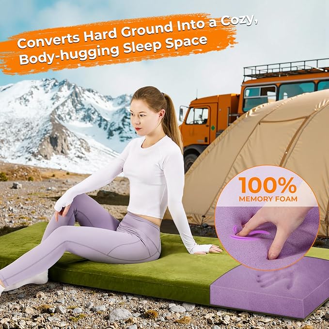 BDEUS Memory Foam Camping Mattress Pad 3inch Waterproof Roll Up Bed Sleeping Mat - Image 2