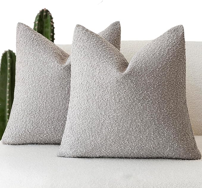 Foindtower Set of 2, Decorative Textured Boucle Throw Pillow Covers Accent by Foindtower