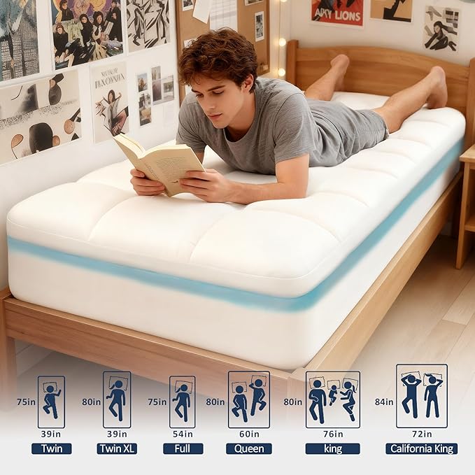 Dual Layer 4 Inch Memory Foam Twin XL Mattress Topper - Image 6