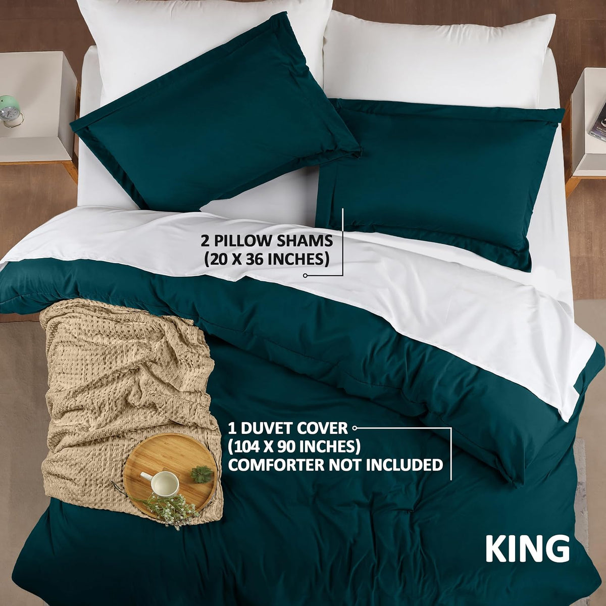duvet cover king, 3 piece cotton like polyester shown in use