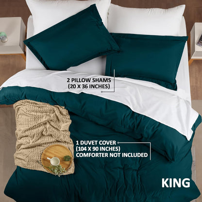duvet cover king, 3 piece cotton like polyester shown in use