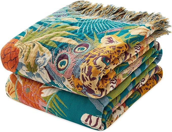 MSGKV Throw Blanket for Couch Cotton Leopard Animals Blanket 50"x60" Sofa Chair by MSGKVHomeTextiles