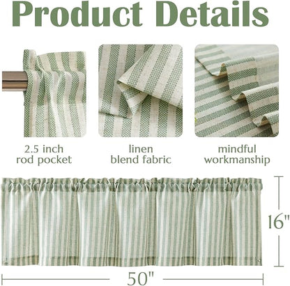 jinchan Valance Curtain Linen Textured Striped Window Curtain - Image 7