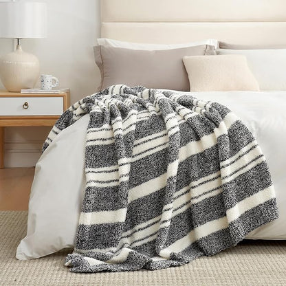 Snuggle Sac Queen Size Bed Blanket Stripe Black, Super Soft Warm Bedding - Image 8
