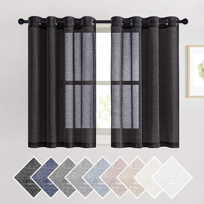 NICETOWN Natural Flax Sheer Linen Curtains Grommet Top, Semitransparent by NICETOWN