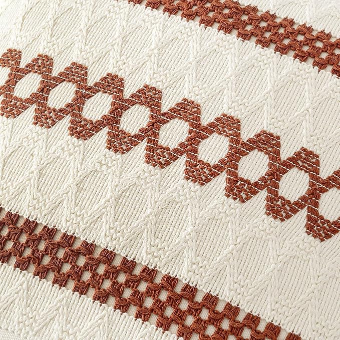 MIULEE Set of 2 Rust Decorative Lumbar Pillow Covers 12x20 Inch Farmhouse - Image 4