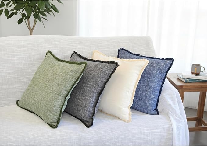 18×18 Blue Textured Cotton Throw Pillow Covers - Image 7