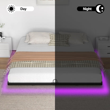 floating bed frame with smart led lights metal on a desk or shelf