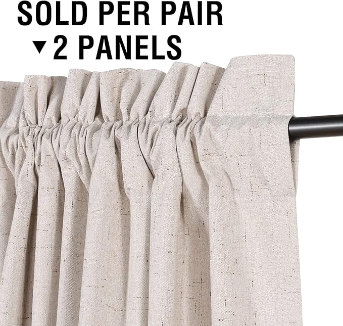 H.VERSAILTEX Linen Look 100% Blackout Curtains 54 Inches Long - Image 3