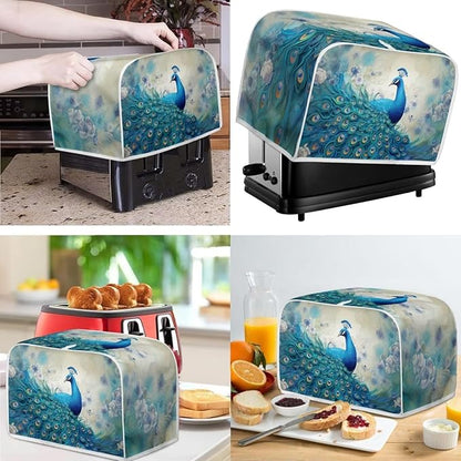Blue Peacock Print Appliance Covers Set Washable Kitchen Blender Dust Cover - Image 2