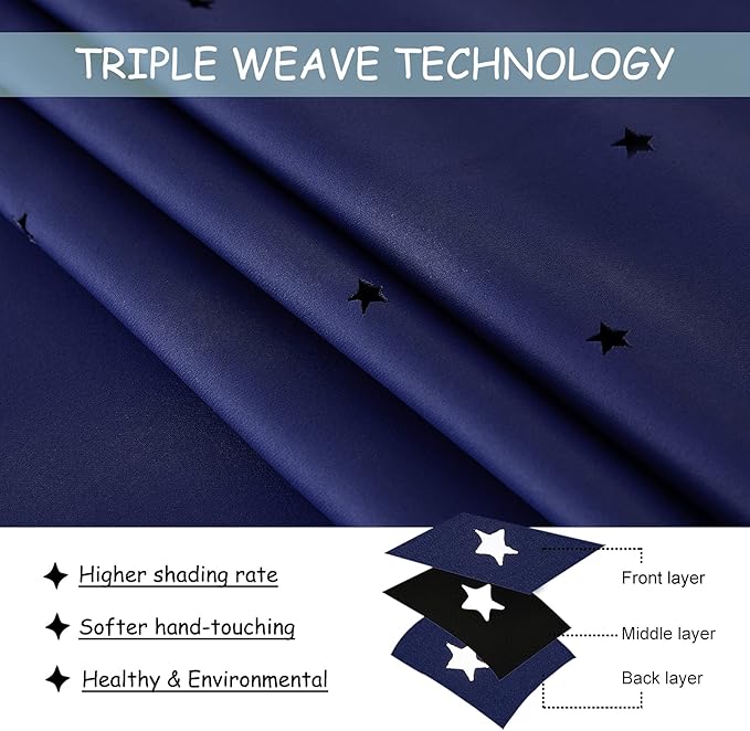 NICETOWN Star Cut Out Blackout Bedroom Curtain - Image 6
