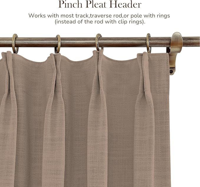 TWOPAGES 84 W x 84 L inch Pinch Pleated Curtain Room Darkening Linen Drapery - Image 4