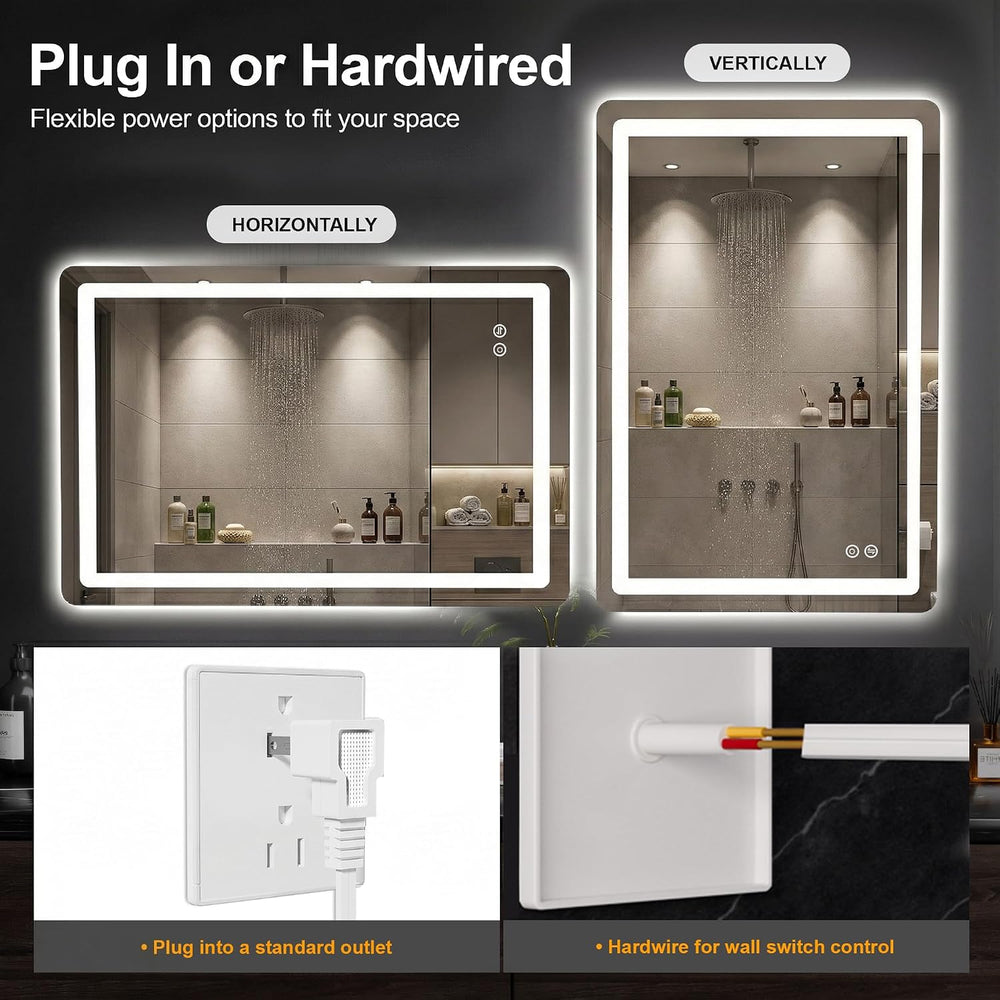 LED Bathroom Mirror with Lights, 2 Pack 24 x 36 Lighted Vanity Wall Mirror