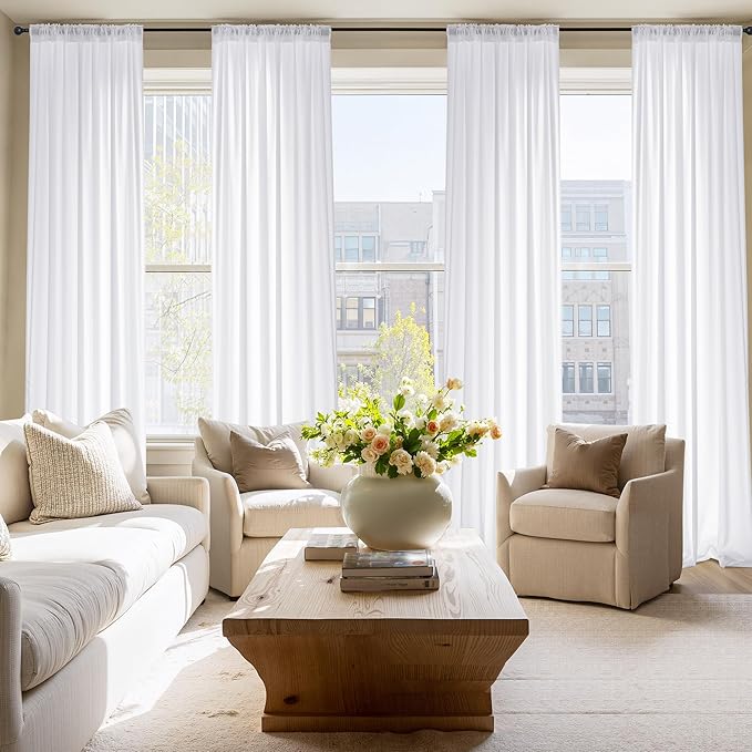 NICETOWN 4 Panels Privacy Sheer Curtains Extra Long 102 Inches, Light Filtering - Image 8