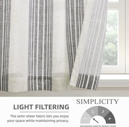 DriftAway Kitchen Curtains Striped Tier Linen Short Curtains Pinstripe Cafe - Image 4
