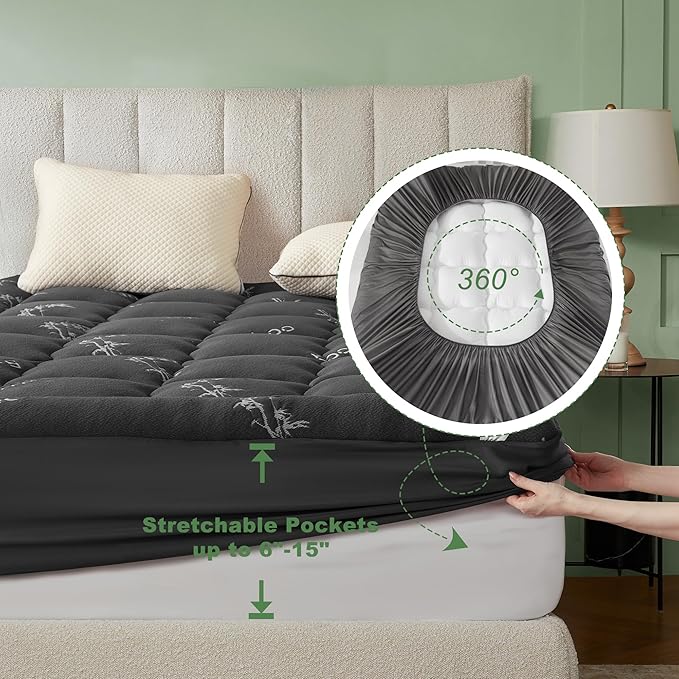 BEDLORE Twin Mattress Topper Viscose Derived from Bamboo, Thick Pillow Top - Image 6